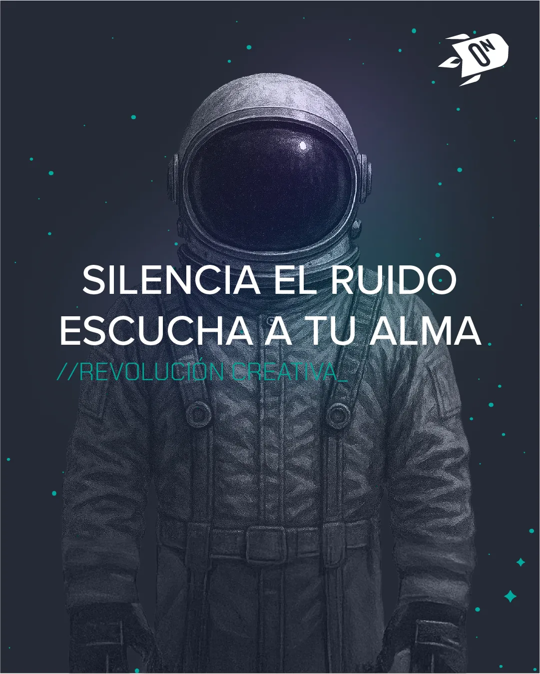 Pieza de parrilla de Pa Pronto es Tarde con un astronauta y el mensaje «Silencia el ruido»